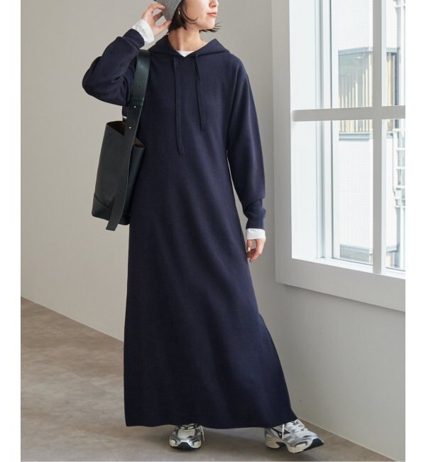 フーテッド ニットロングワンピース