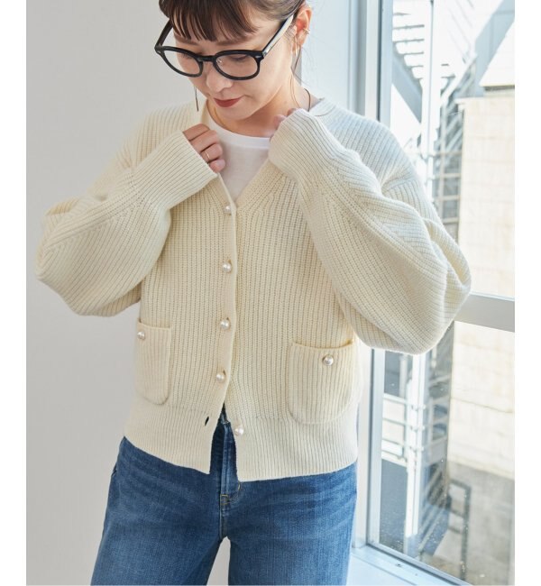 スピック&スパン 22AW ジャガードチェックカーディガン ニット 長袖 F 白 | フリマアプリ ラクマ