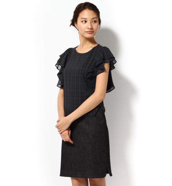 【Oggi 6月号掲載】シャドーチェックフリルショートブラウス