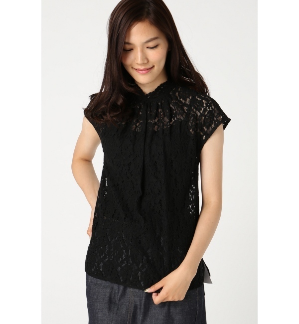 ハイネックレースノースリブラウス◆