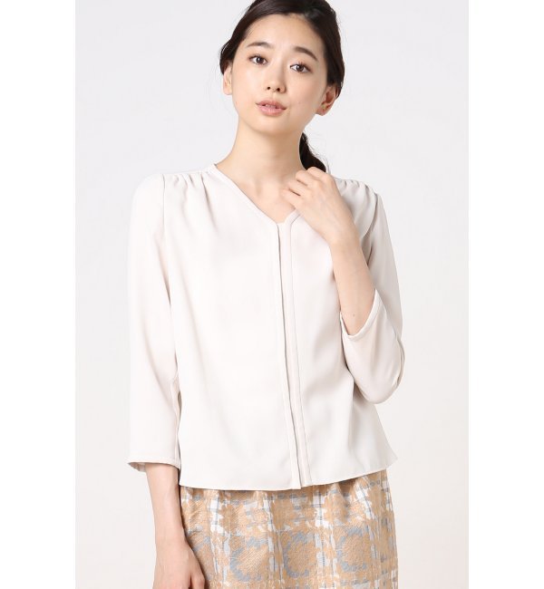 Vギャザー ブラウス◆