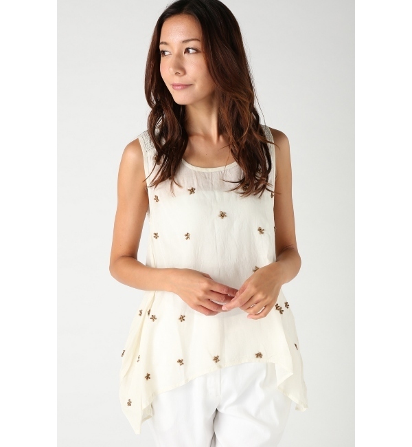 【ラ トータリテ/La TOTALITE】 TORRAZZO DONNAノースリーブフラワービジューブラウス [送料無料]