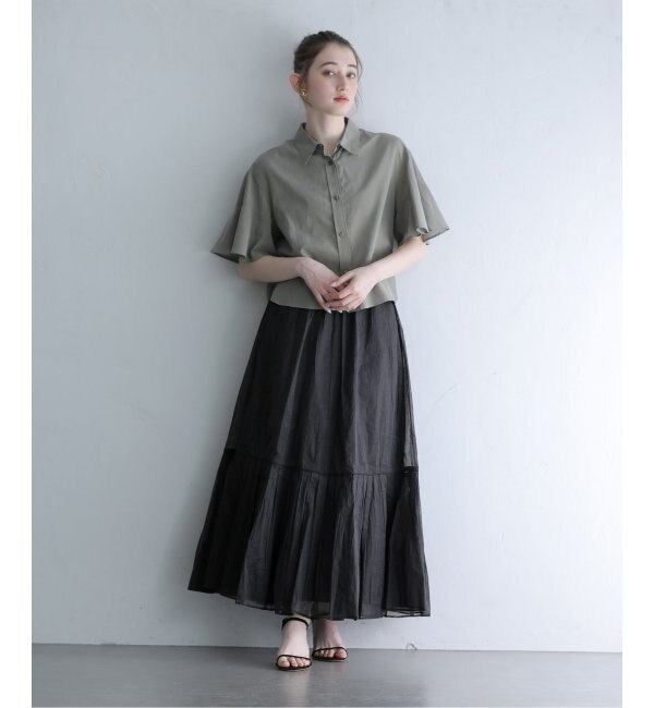 【MARILYN MOON/マリリンムーン】sheer starched cotton skirt