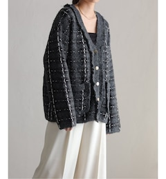 【TORRAZZO DONNA/トラッゾドンナ】Check Pattern Vneck Knit Jacket