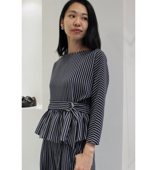 ◆ストライプ ラッフルプルオーバー