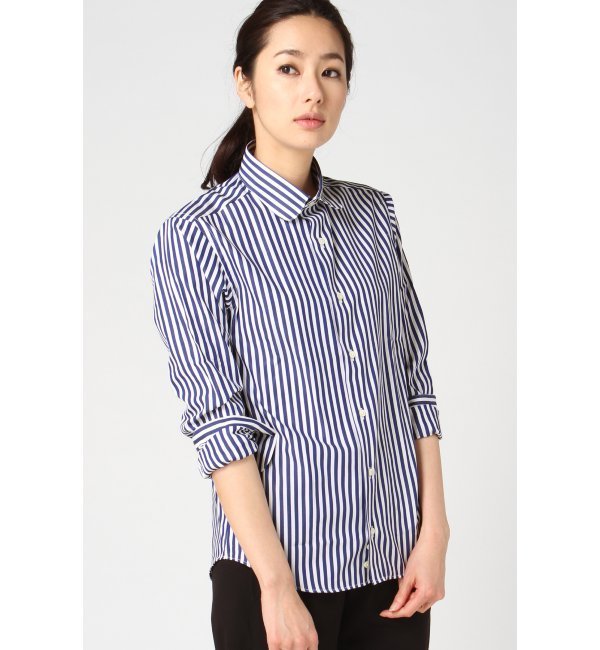 ◇INDIVIDUALIZED SHIRTS ラウンドカラーストライプシャツ