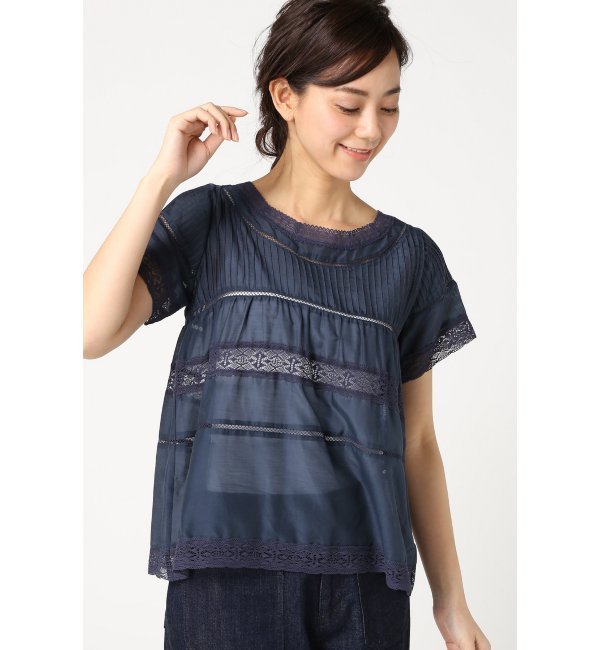 【エディット フォー ルル/EDIT．FOR LULU】 ◆JUNEVIEVEコラボ レースコンビピンタックプルオーバーブラウス [送料無料]