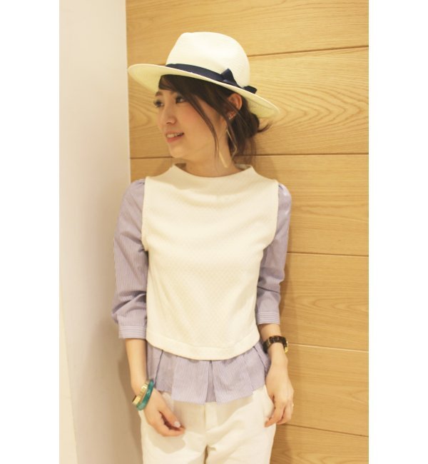 【リミットレス ラグジュアリー/LIMITLESS LUXURY】 ストライプレイヤードトップス。 [送料無料]