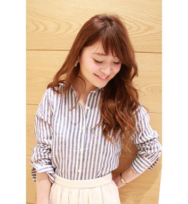 LINEN ストライプシャツ。