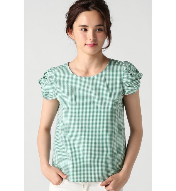 ギンガムツイストソデブラウス