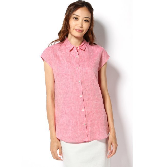 リネンハーフスリーブ 2WAYブラウス