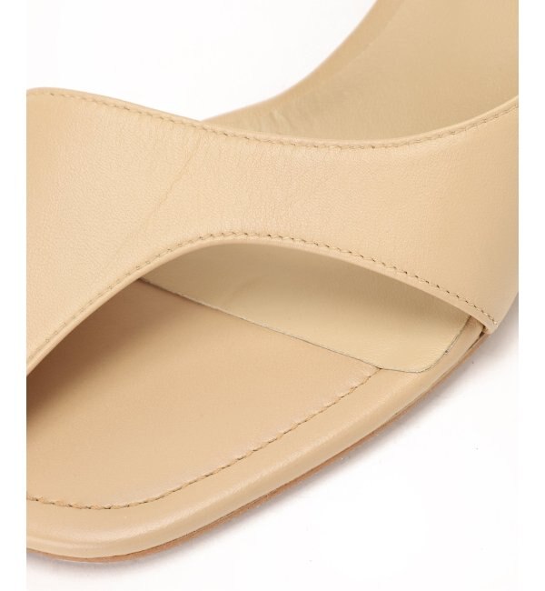 GRISE 5.5cmレザーアシメカットミュールサンダル