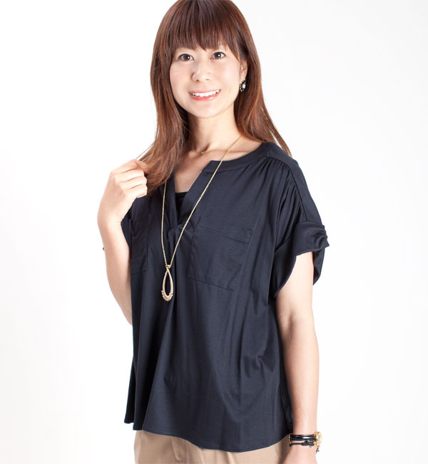 バックシフォンスキッパーカットブラウス