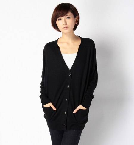 カシミア混ドルマンVカーデ L/S