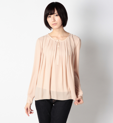 【ナノ・ユニバース/nano・universe】 異素材タックノーカラーブラウス L/S [送料無料]