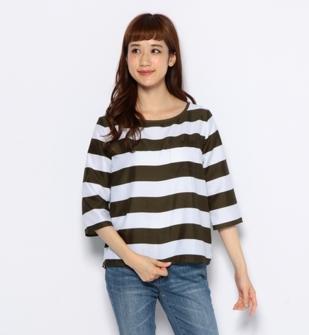 ボーダーポケットブラウス