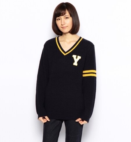 【VERY11月号掲載】ロゴワッペン畦Vニット