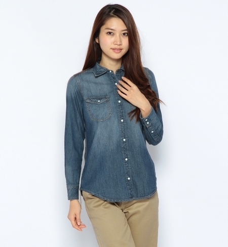 衿ワイヤーデニムシャツ