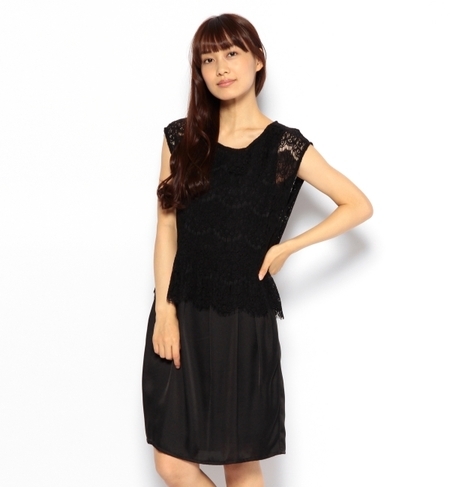 FOBC:レースTOP+サテンワンピース