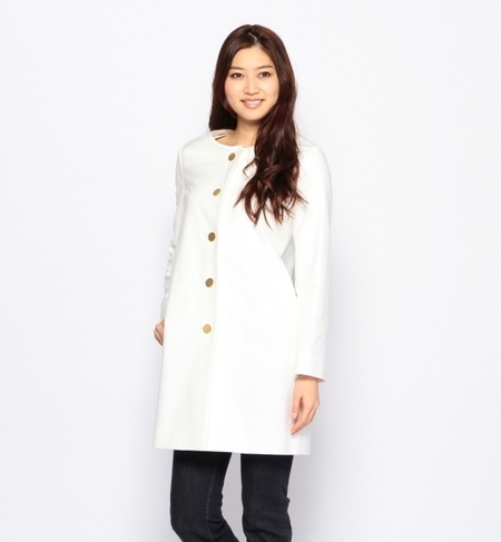 コットンスラブノーカラーコート