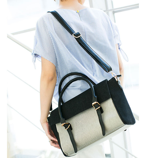 【ナノ・ユニバース/nano・universe】 Fレザー×デニムボストンバッグ [送料無料]