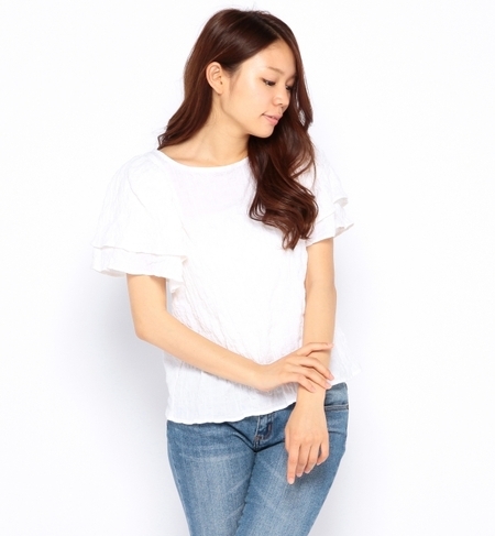 【ナノ・ユニバース/nano・universe】 袖ダブルフリルブラウス [送料無料]