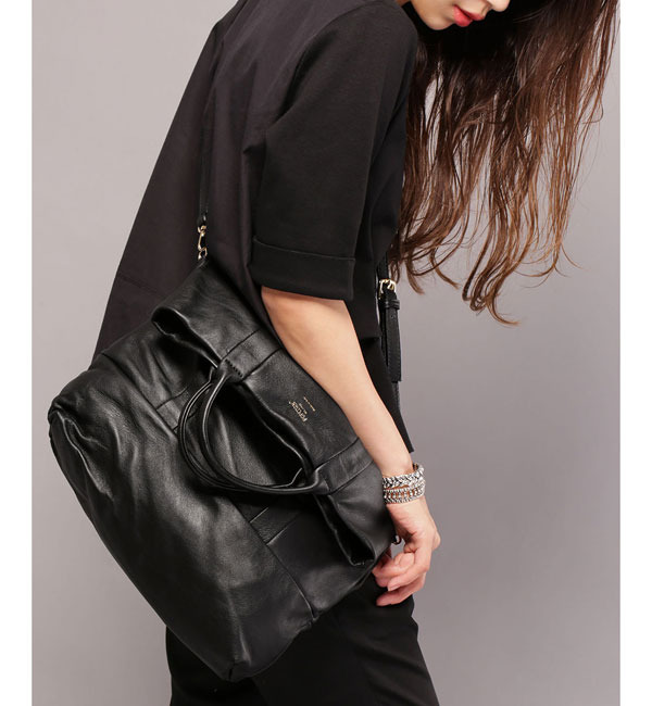 POPCORN/レザートート2wayクラッチショルダー/L