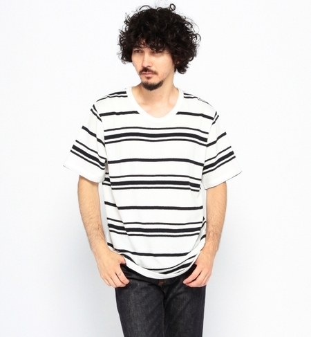 【ナノ・ユニバース/nano・universe】 梨地編みボーダーカットTシャツ [送料無料]