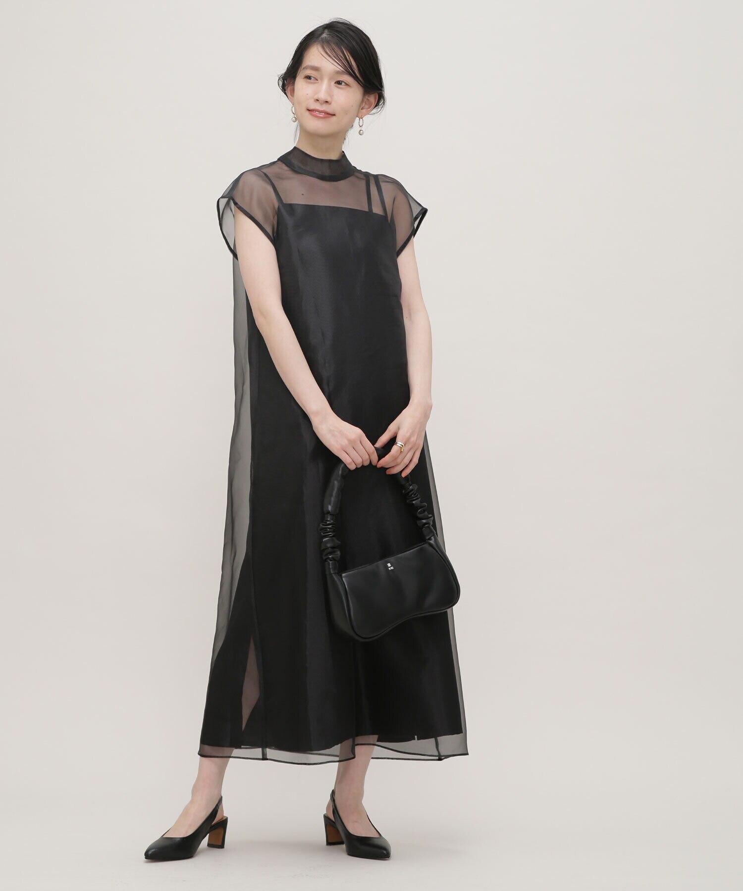 最新デザインの ドレス Kaene/アシメインナーオーガンジードレス