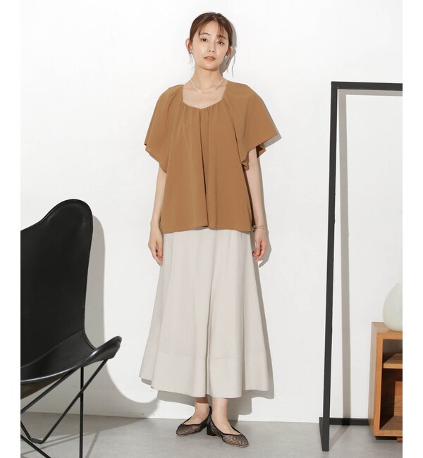 GU  リネンブレンドＡラインブラウス　S