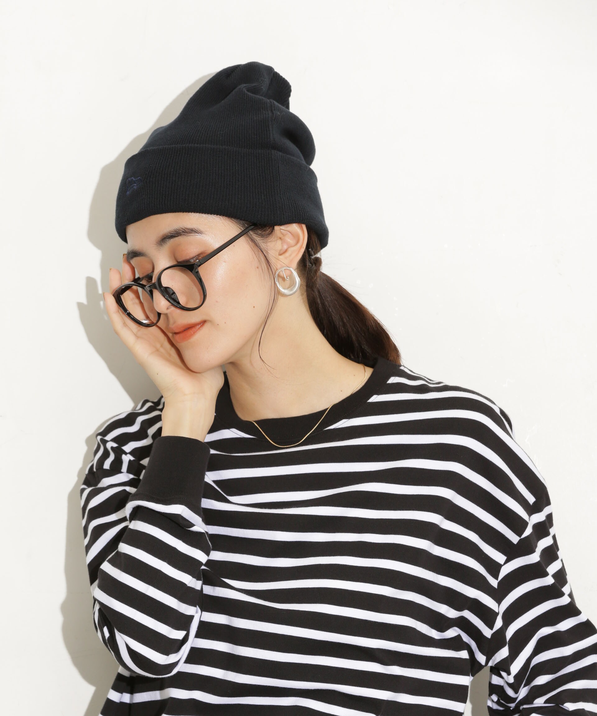 YUUA様専用☼nknit knitcap BLACK/WHITE-