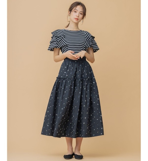 【組曲×setsuko sagittaire】ジュエリーボックス刺繍 スカート|組曲(クミキョク)の通販｜アイルミネ