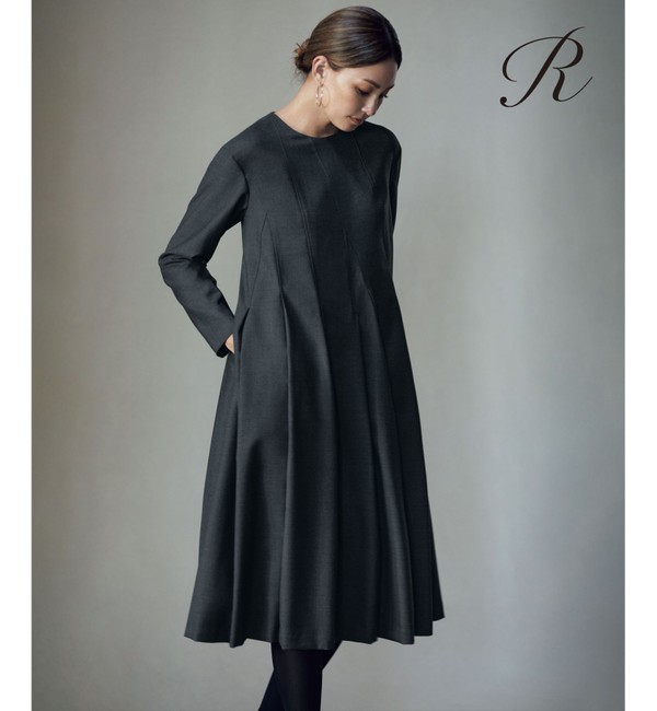 【新品未使用】タグ付き　23区 ワンピース ドレス 黒 ブラック38 七分袖
