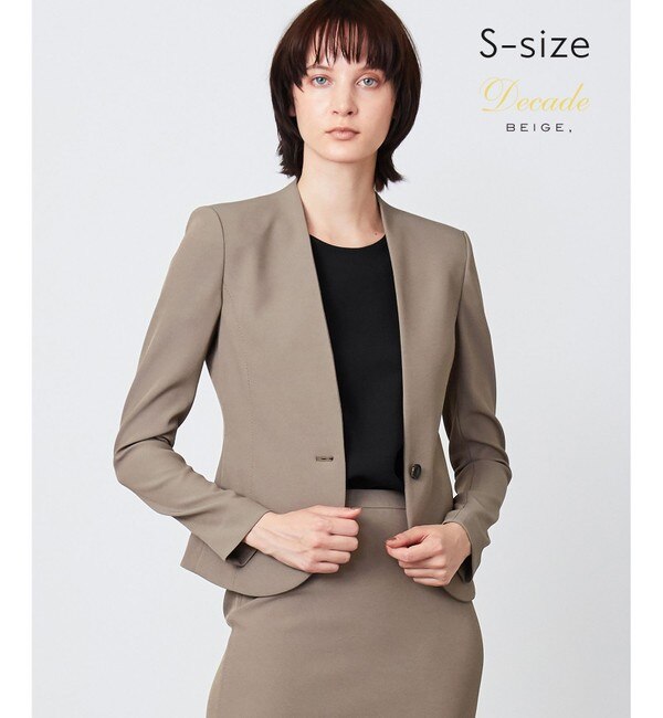 S-size】LUIZA / ノーカラージャケット|BEIGE,(ベイジ，)の通販 