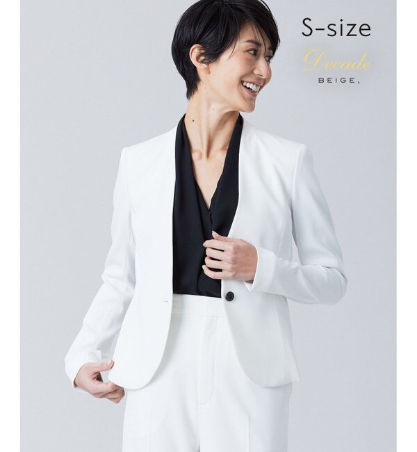 S-size】LUIZA / ノーカラージャケット|BEIGE,(ベイジ，)の通販