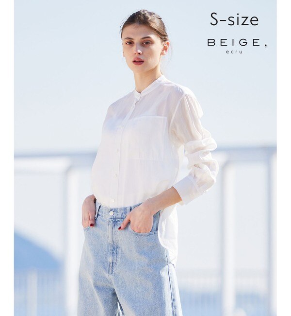 S-size】GENTIAN / スタンドカラーシャツ|BEIGE,(ベイジ，)の通販