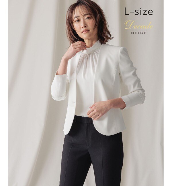 L-size】LUIZA / ノーカラージャケット|BEIGE,(ベイジ，)の通販