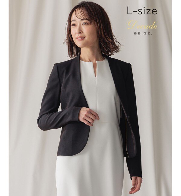 L-size】LUIZA / ノーカラージャケット|BEIGE,(ベイジ，)の通販