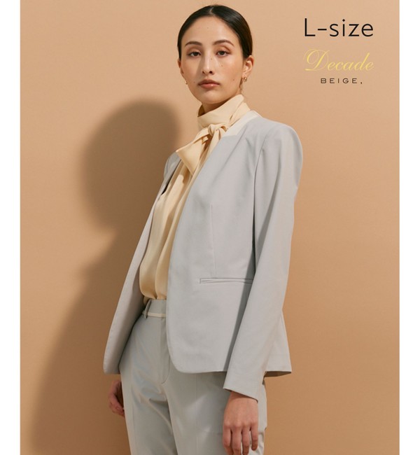 L-size】AUDREY / ノーカラージャケット|BEIGE,(ベイジ，)の通販