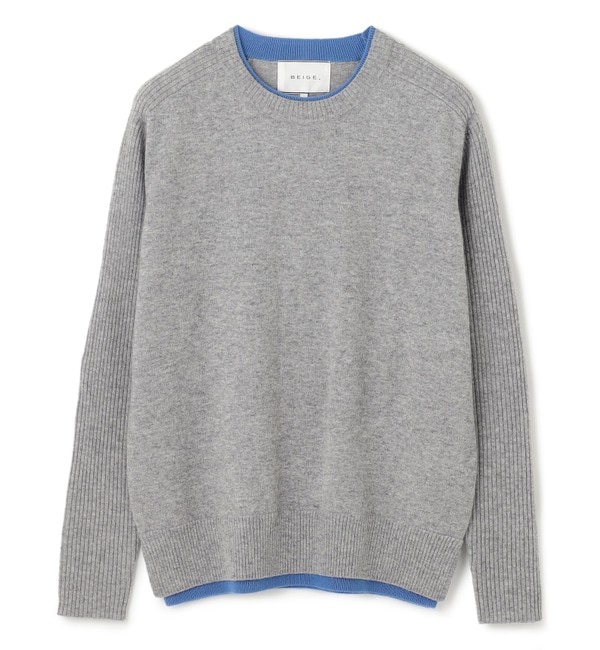 洗える】POMPE / ウールカシミヤクルーネックニット|BEIGE,(ベイジ，)の通販｜アイルミネ