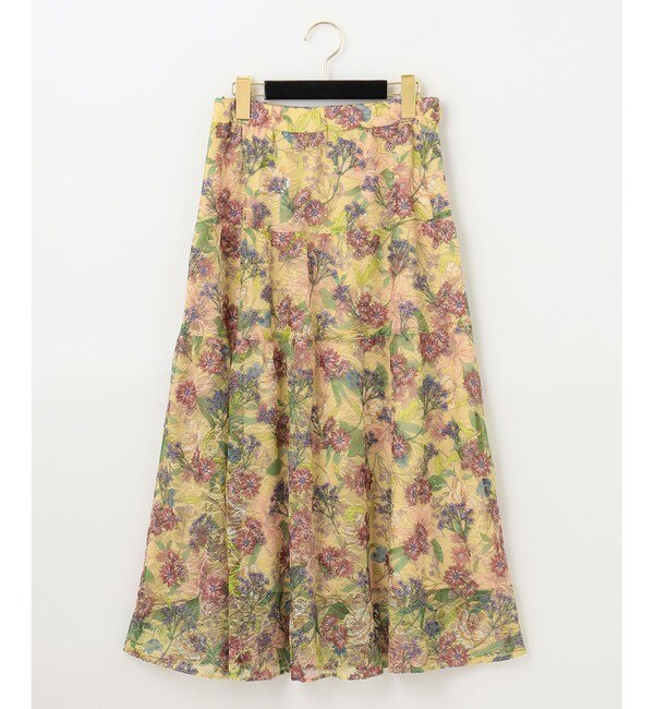 ボタニカルプリント刺繍スカート