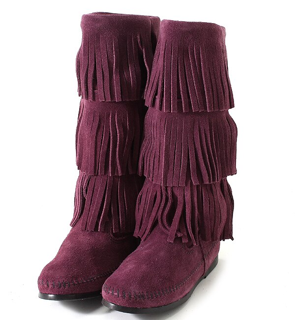 CALF HI 3-LAYER FRINGE BOOT