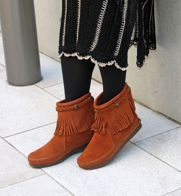 MINNETONKA】 ミネトンカ BACK ZIP BOOTS/バックジップフリンジブーツ