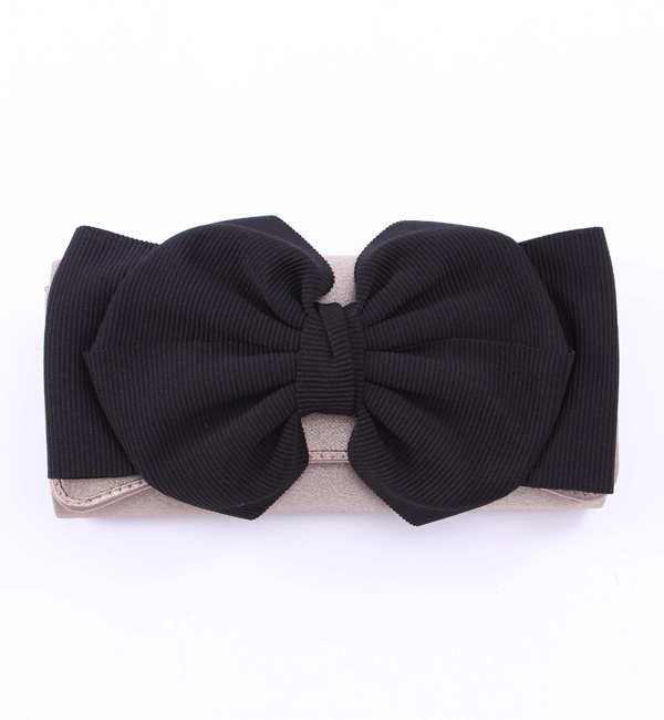 (LL ACCESSORIES)B356D SATIN CLUTCH BAG W/BOW