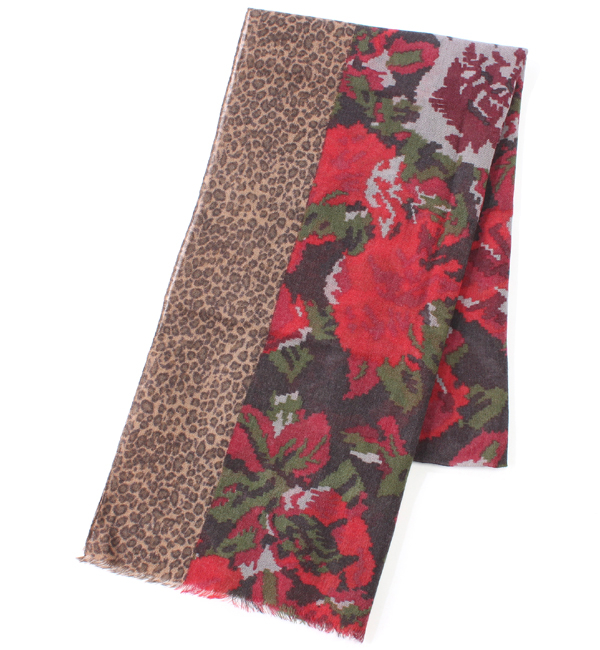 (RS SCARVES)RR6005 EKAT ROSE W/ANIMAL BORDER PRNT