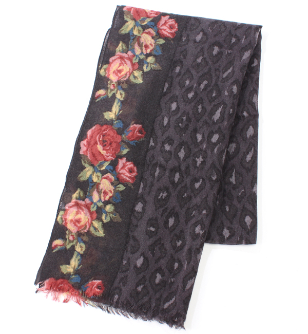 (RS SCARVES) RR6058 ANIMAL PRINT W/ ROSE BORDER PR