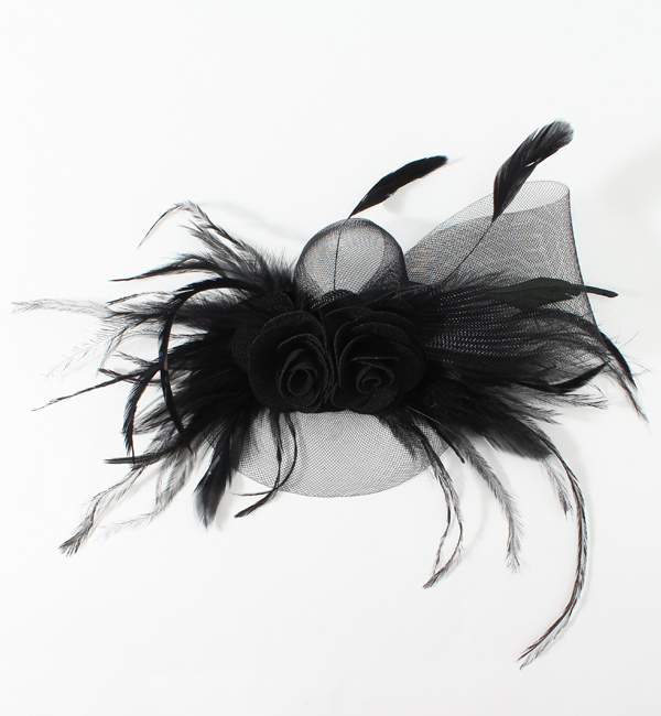 (LL ACCESSORIES) FL373 ROSES/FEATHER HAIR ACCESSOR