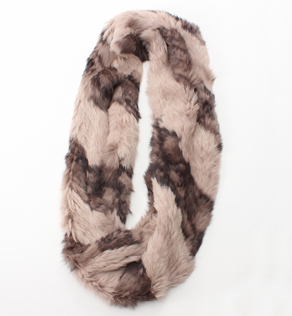 LR-13215 STRIPE RABBIT KNIT SNOOD