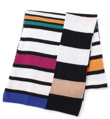 (AH LONDON) AH6073 SH STRIPE & COLOR-BLOCK SHAWL