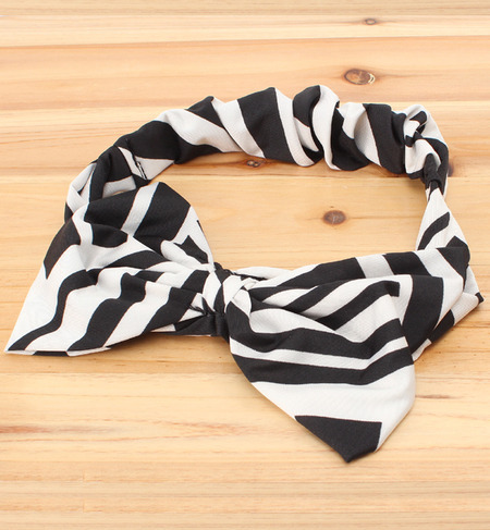 (LL ACCESSORIES) TA210A BIAS STRIPE FRONT BOW HEADBAND